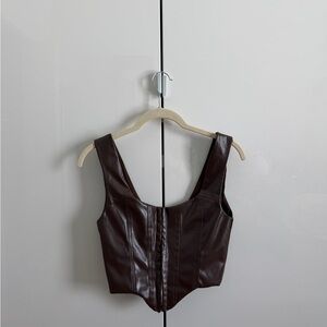Brown Leather Women's Top
